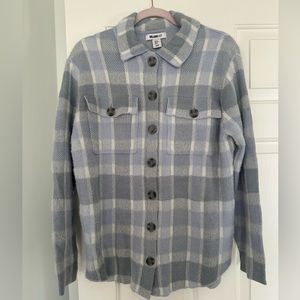 William Rast Plaid Shacket Button Down Sweater Jacket sz medium Eyelash Pockets